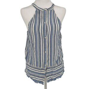 Anthropologie Cloth & Stone Sleeveless Button Front Top Blue Stripes EUC Sz M